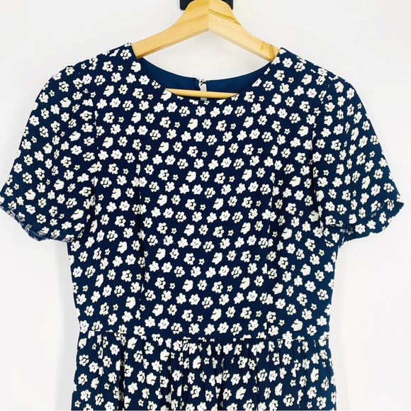 J. Crew Navy Blurred Floral Tiered Mini Dress Size 0 - Picture 5 of 12